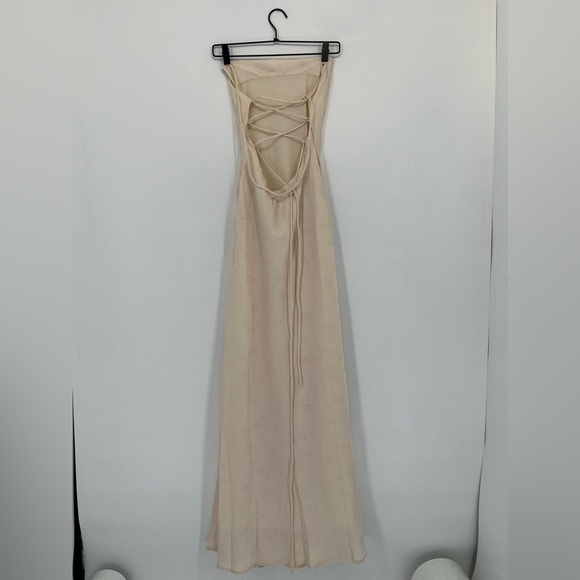 Princess Polly Esti Satin Cowl Neck Floral Open Back Maxi Dress In Champagne - Picture 6 of 12